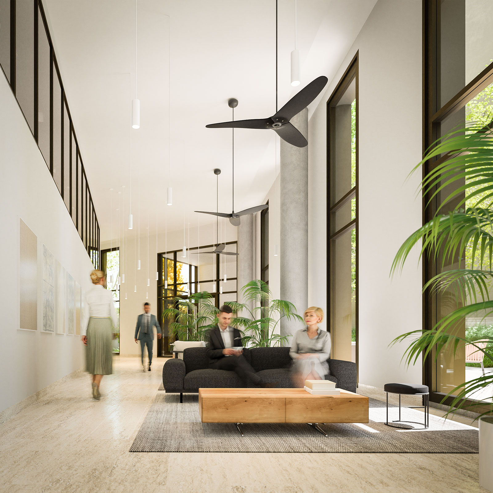 Elevated lounge spaces to connect and recharge