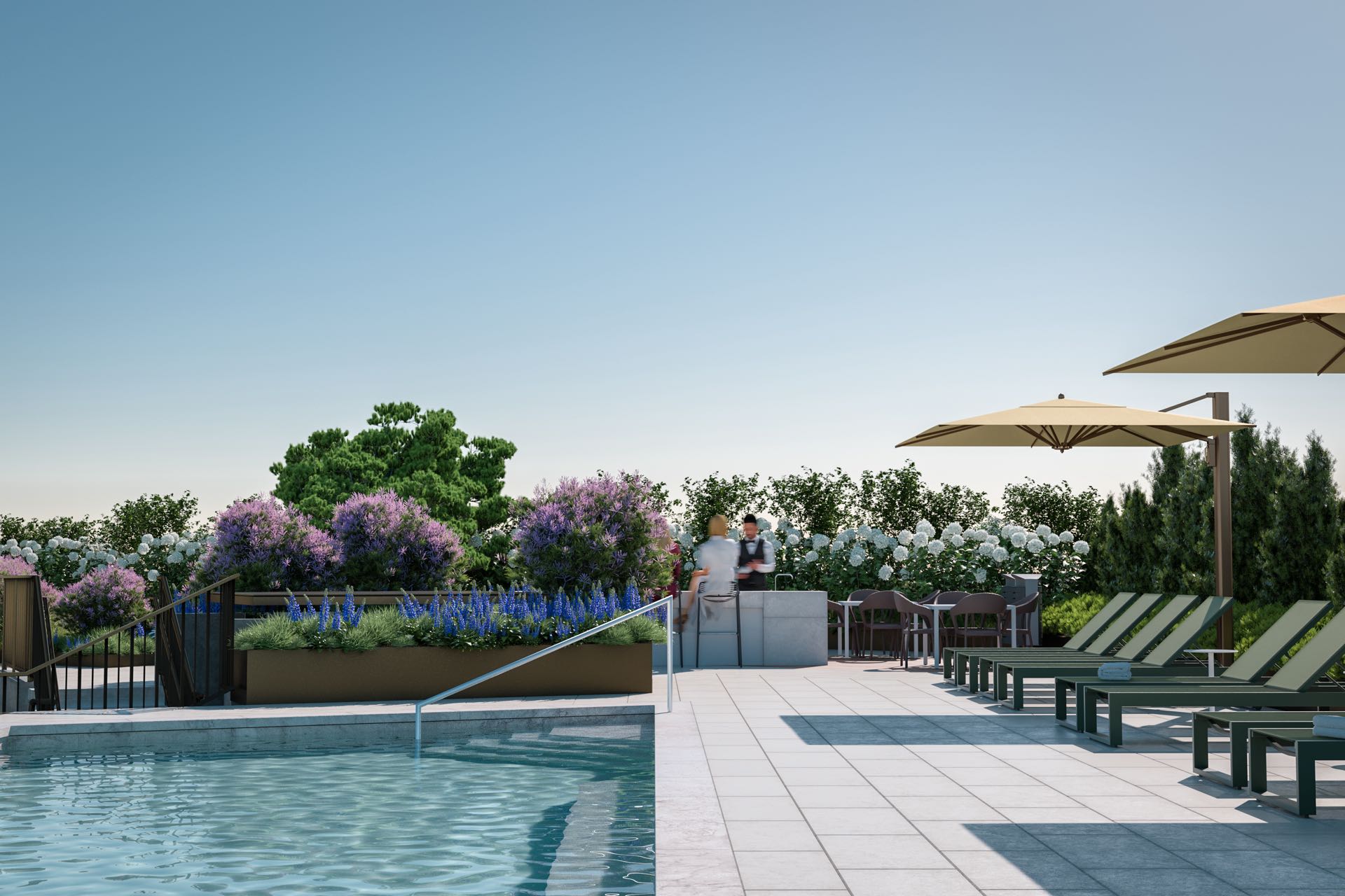 Rooftop entertaining terrace with grills