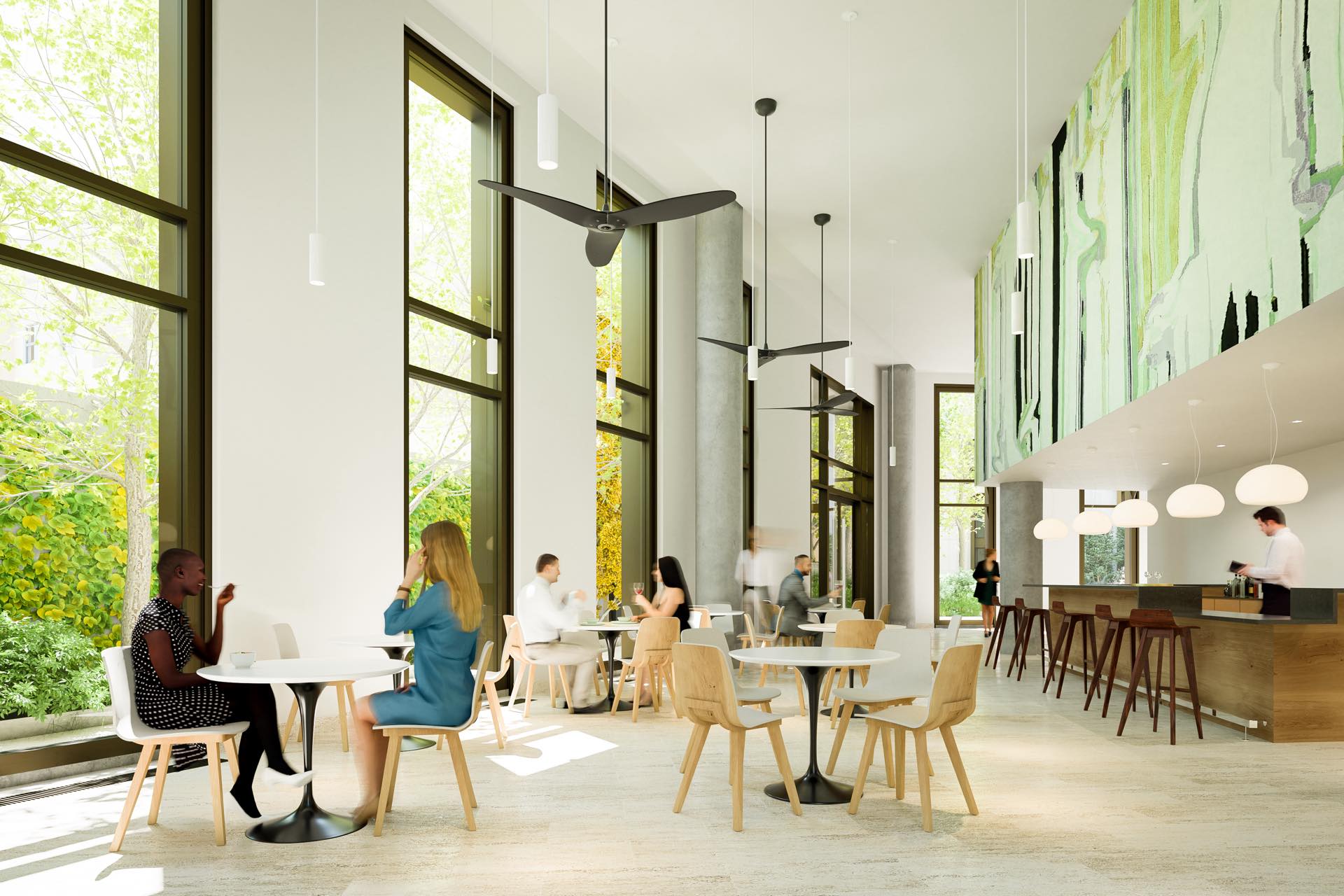 Enjoy connections with friends and neighbors in our airy cafe