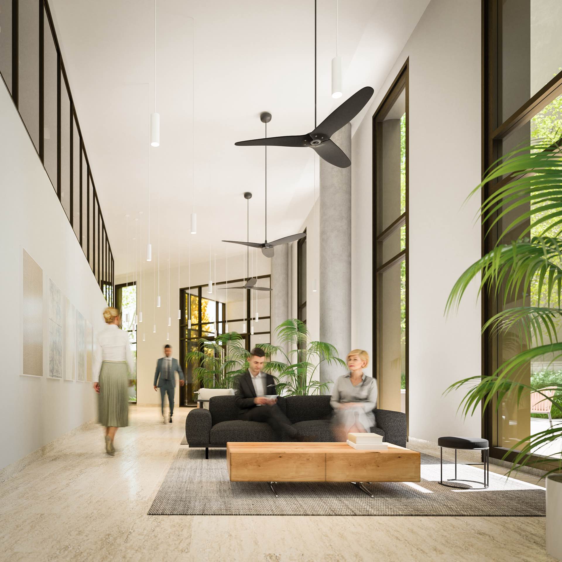 Elevated lounge spaces to connect and recharge