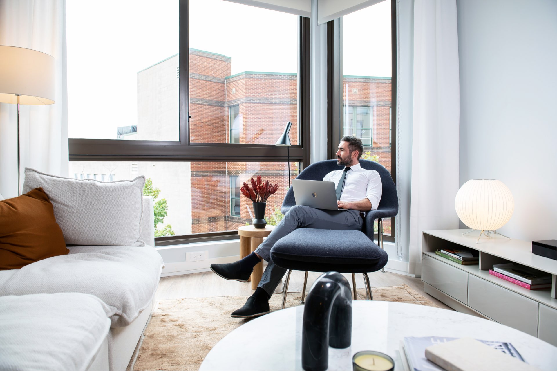 Man in chair in LR